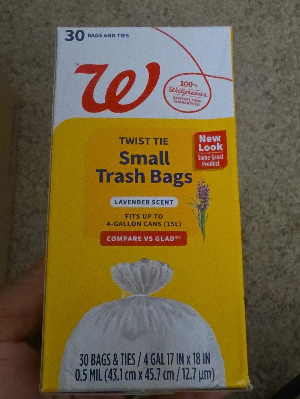 Lavender Scent Small Trash Bags - 30 Pack 4 Gallon Bags